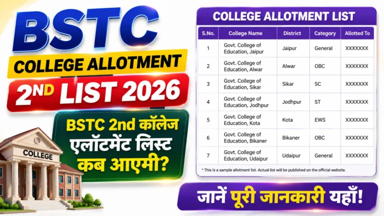 BSTC College Allotment 2nd List 2026